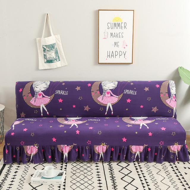 

Чехол для дивана Modern Floral Series с юбкой по краю для складного дивана без подлокотника, всеобъемлющий эластичный защитный чехол 120x140cm