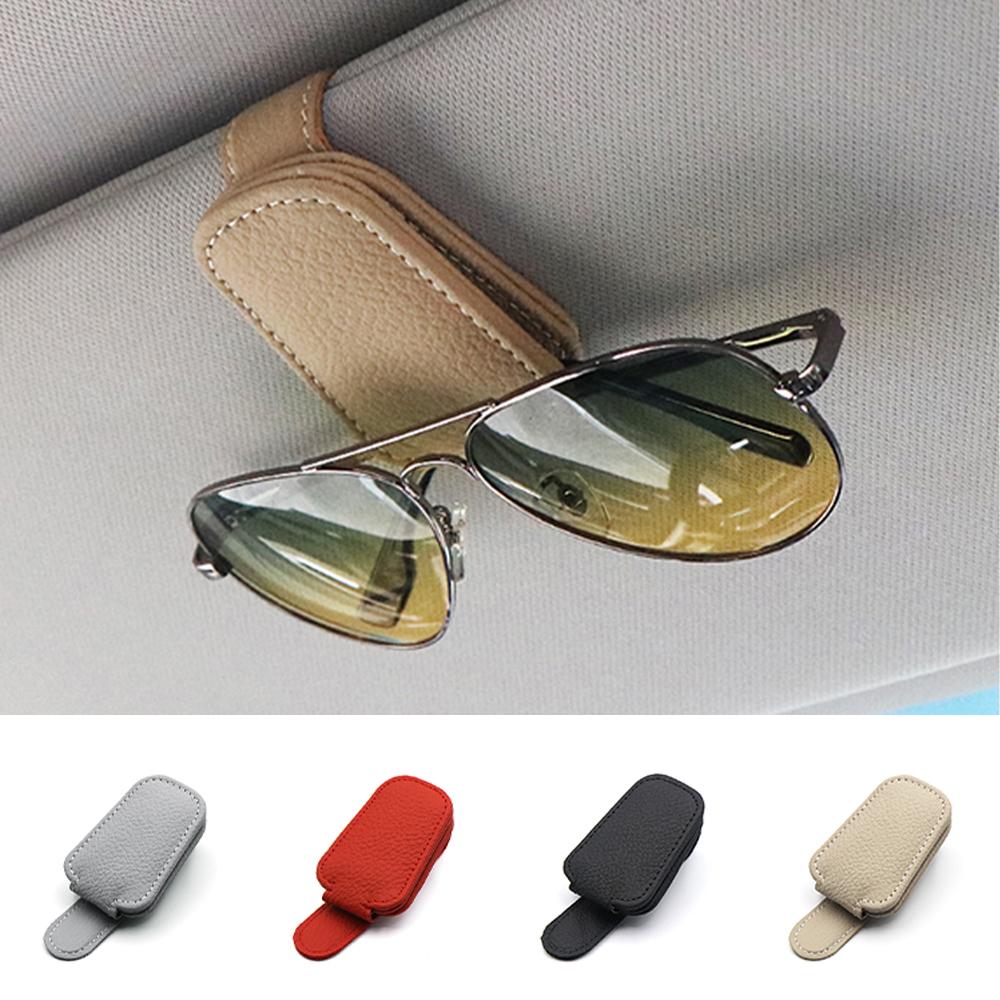 1Pc New Sunglasses Holders for Car Magnetic Genuine Leather Sunglasses Clip for Car Visor Glasses Hanger Clip