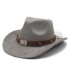 Suede Men'S And Women'S Woolen Denim Jazz Felt Hat, Crimped Top Hat, Tibetan Sunshade And Sun Protection Hat