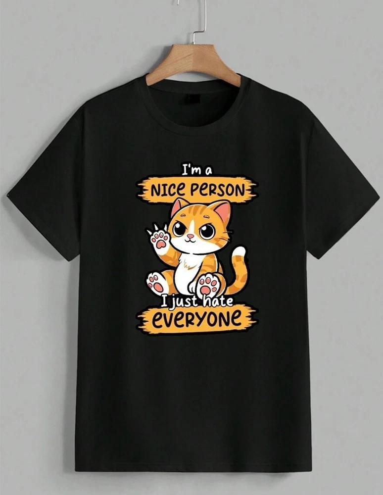 I'm A Nice Person I Just Hate Everyone Sarcastic Cat T‑Shirt