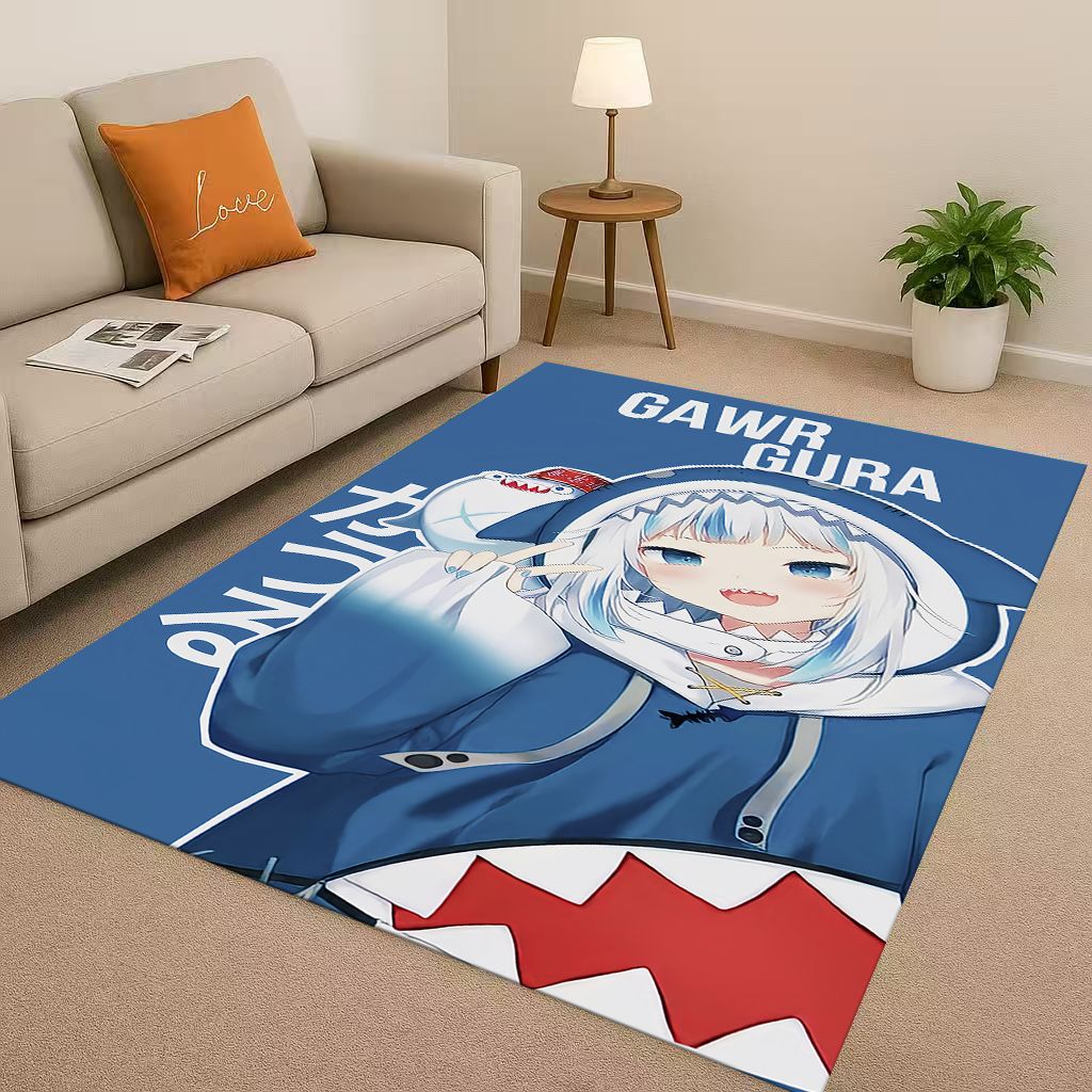 Anime Gawr Gura Hololive Cartoon Cute Girl Living Room Non Slip Area Rug Carpet for Bedroom Playroom Sofa,Home Decor Doormat