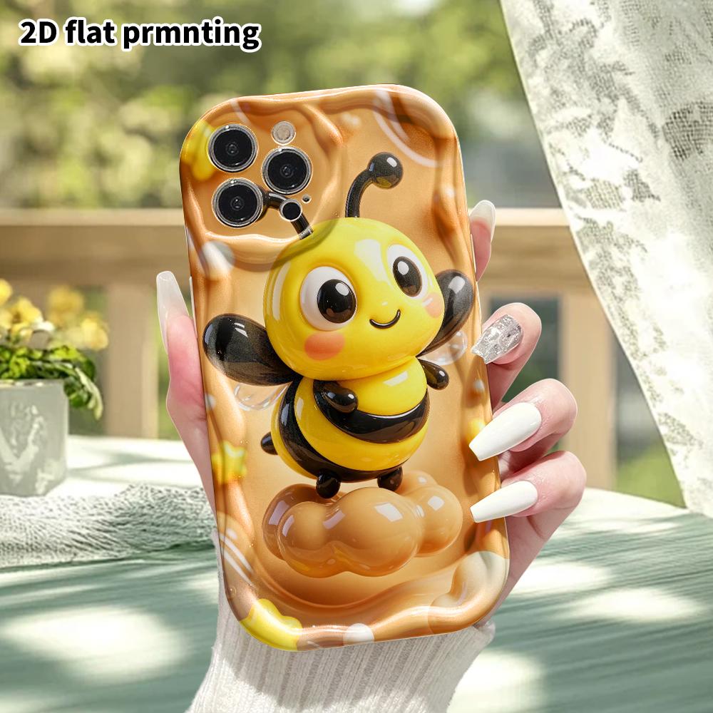 Phone Case: 2D Flat Design Suitable for iPhone 18 17 16 15 14 13 Pro Protective Case, Little Bee, Perfect Christmas and Halloween Holiday Gift