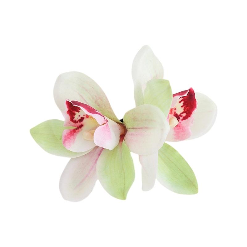 Bohemian Style Hairpin Double Large Artificial Cymbidium Flower Hair Clip For Women And Girls Fashion Accessory