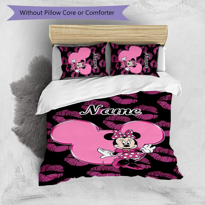 3pcs Minnie7 Cover Set - Personalized Name, HD Printed Bedding with 1 Cover and 2 Pillowcases - Perfect for Home Decor, Easy Care