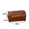 Travel PU Leather Men Toiletry Bag Vintage Luxury Zipped Cosmetic Bag Large Capacity Waterproof Wash Organizer Business