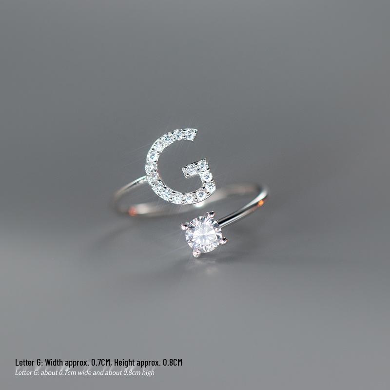 Women's Alphabet Rings: Unique Japanese and Korean Style, Plain Band, Open Design for Index Finger.