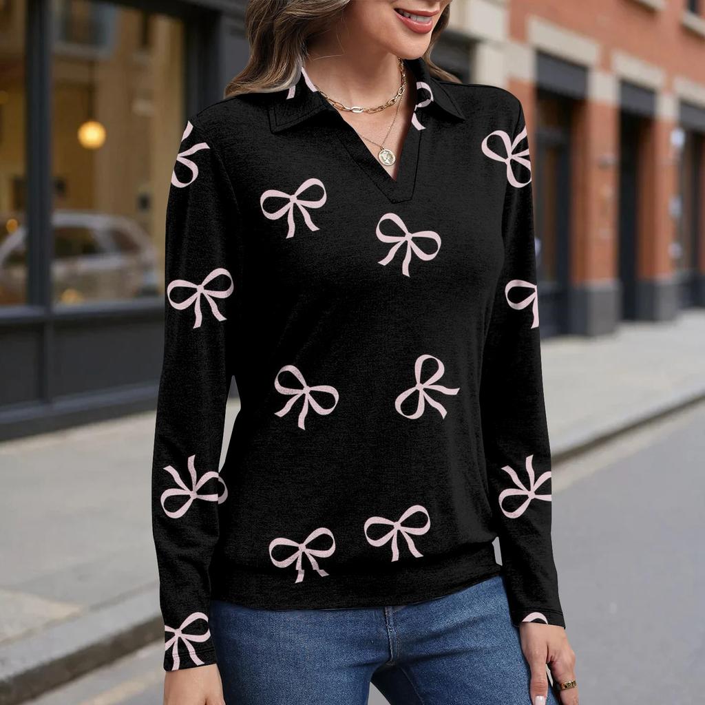 Women's retro printed fashionable long-sleeved top