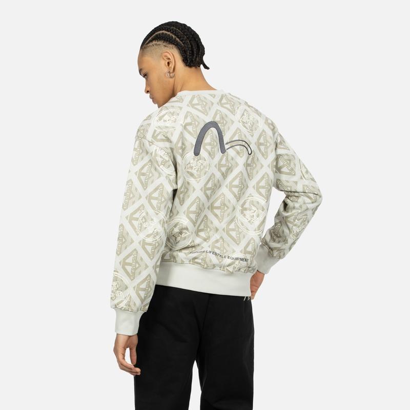 Evisu Floral Logo Oversized Pullover Crewneck Sweatshirt Men sweatshirt 2ESGNM4SW5133LFCT
