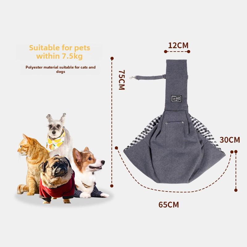 Foldable Gray Pet Messenger Bag - Portable & Breathable Travel Backpack for Medium Dogs