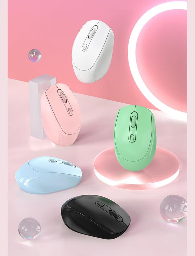 Wireless Bluetooth and USB Compatible with Mac Microsoft and Black Mouse, 2.4GHz Compatible, Quiet, Rechargeable, Optical, Compact, Portable,