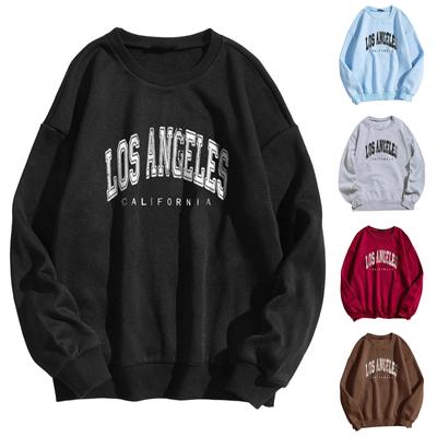 Women's Letter Printed Round Neck Pullover Street Long-sleeved Pullover Sweatershirt