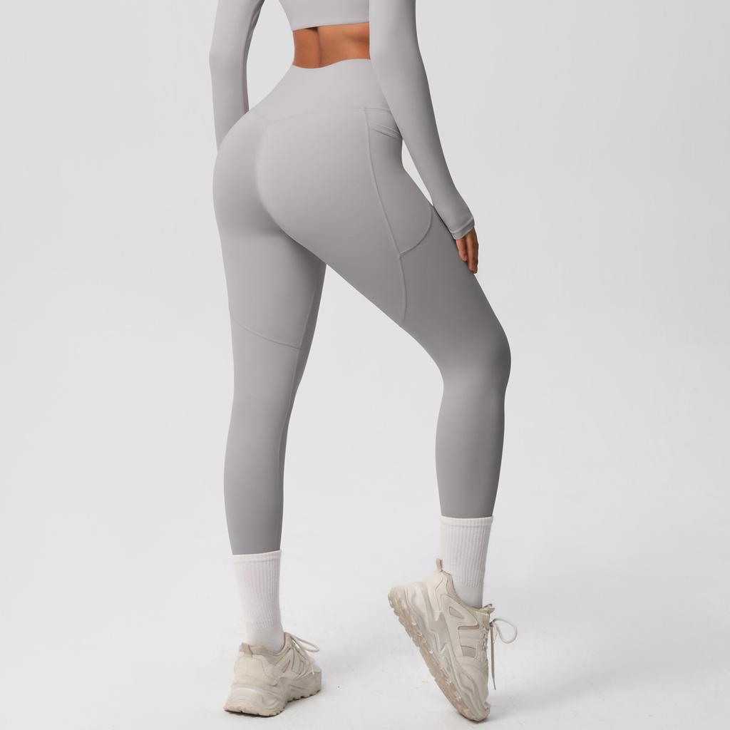 New High Waist Hip Lifting Tight Yoga Pants Naked Quick Drying Pocket Pants Outdoor Running Fitness Pants Women