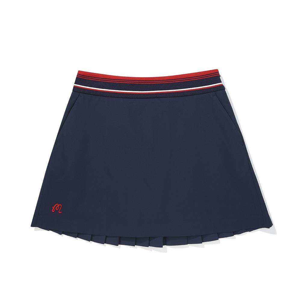 MALBON GOLF Women'S Back Pleated A-Line Skirt Navy (Woman)