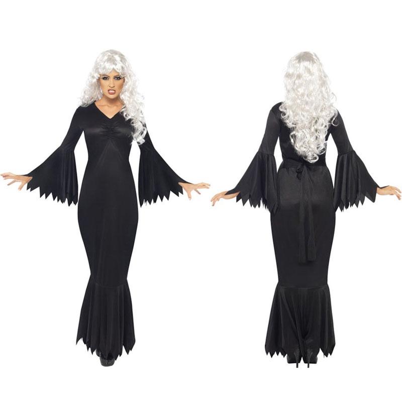 Plus Halloween Midnight Horror Vampire Skeleton Costume Long Fancy Dress Outfit For Spooky Events