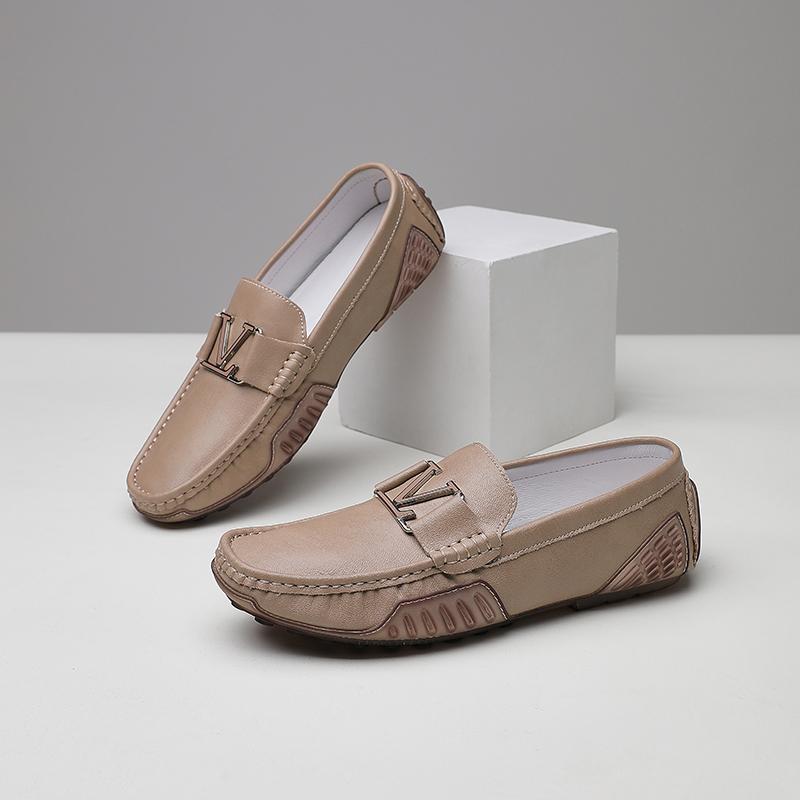 High Quality Men's Casual Leather Shoes Cowhide Loafers Soft Luxury Pea Shoes Genuine Leather Men's Flats Driving Shoes