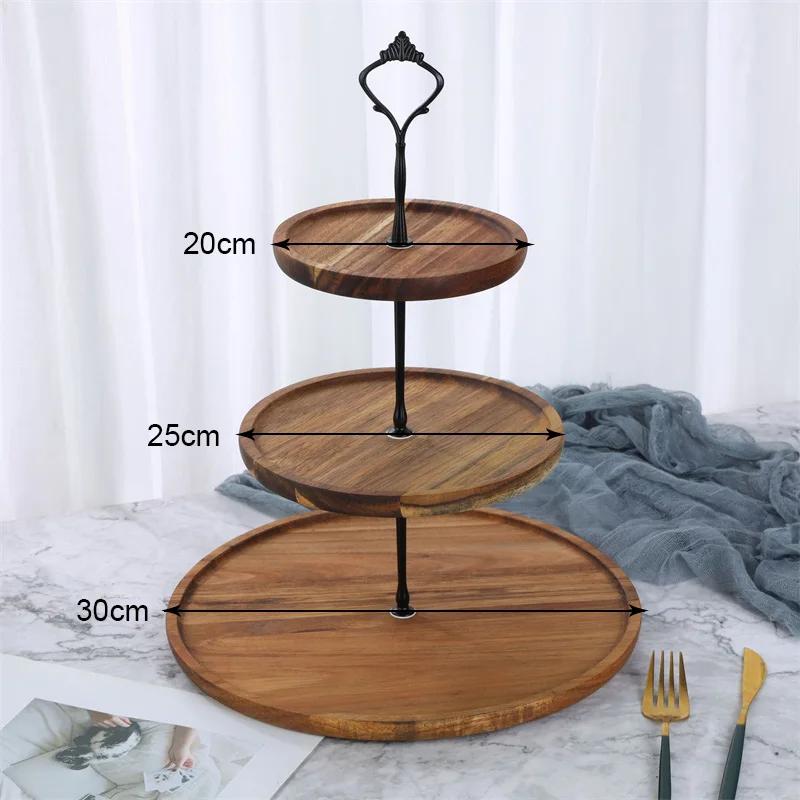 2/3-layer Removable Cake Stand Wooden Dried Fruit Tray Fruit Snack Dish Wedding Dessert Candy Display Rack Cupcake Fruit Plate