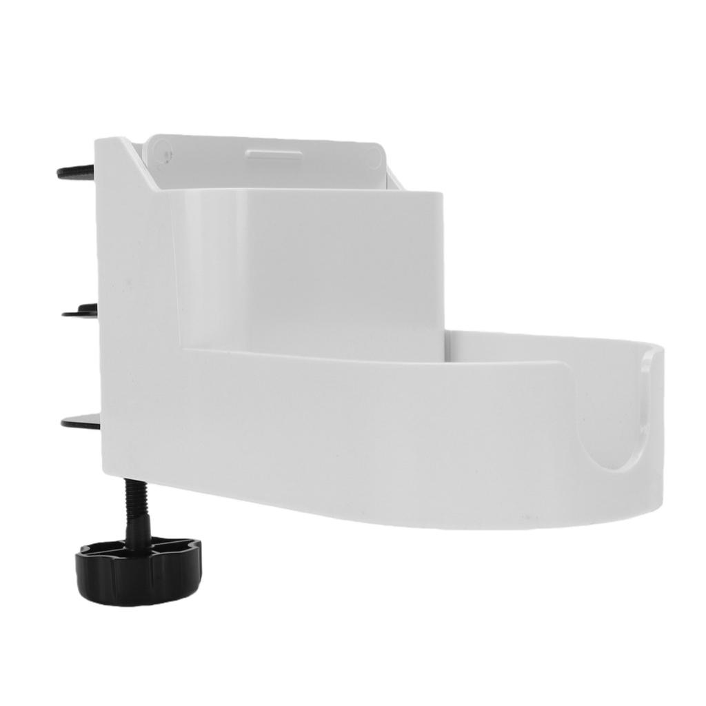 Desk Cup Holder Clamp Clamp On Cup Holder with Charging Hole Spill Proof Storage Rack for Home Office White