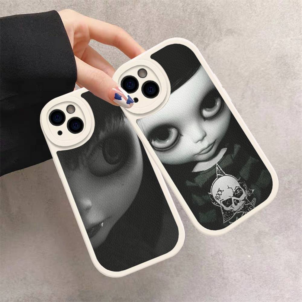 Dark Cute Girl Doll Leather Phone Case For IPhone 16 16e 15 14 13 12 11 Pro Max Plus Mini Cover