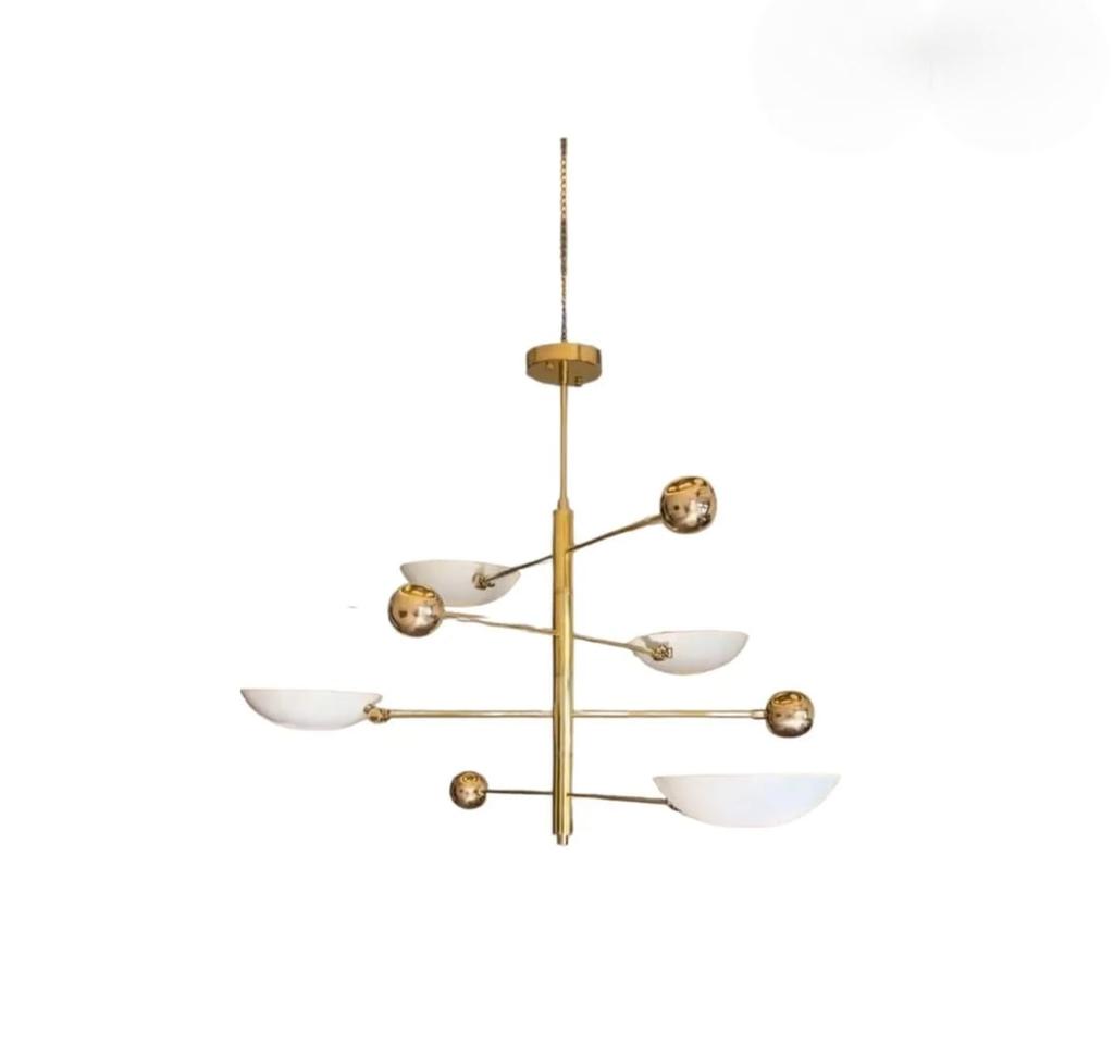 Mid Century Modern Sputnik Kronleuchter 4-flammige Messing Pendelleuchte Semi-Aufbau Deckenleuchte Handgefertigt Heimbeleuchtung Dekor Geschenk