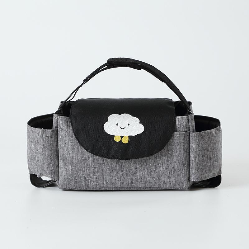 Borsa portaoggetti per animali dei cartoni animati Borsa per mummia multiuso a righe con stampa floreale Cesto appeso per carrozzina