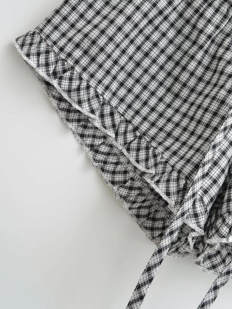 Spring 26 Plaid Lace-Up Shorts: Slim-Fit, College Style, Leg-Lengthening with Drawstring