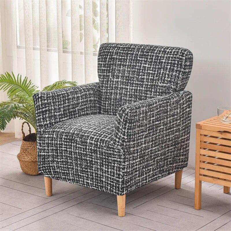 Tub Chair Cover Soft Spandex Printed Club Armchair Slipcovers for Living Room Elastic Single Sofa Covers Home Bar Counter Hotel
