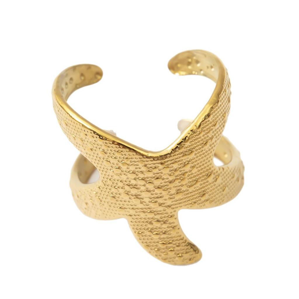 Stainless Steel Adjustable Starfish Texture Open Ring