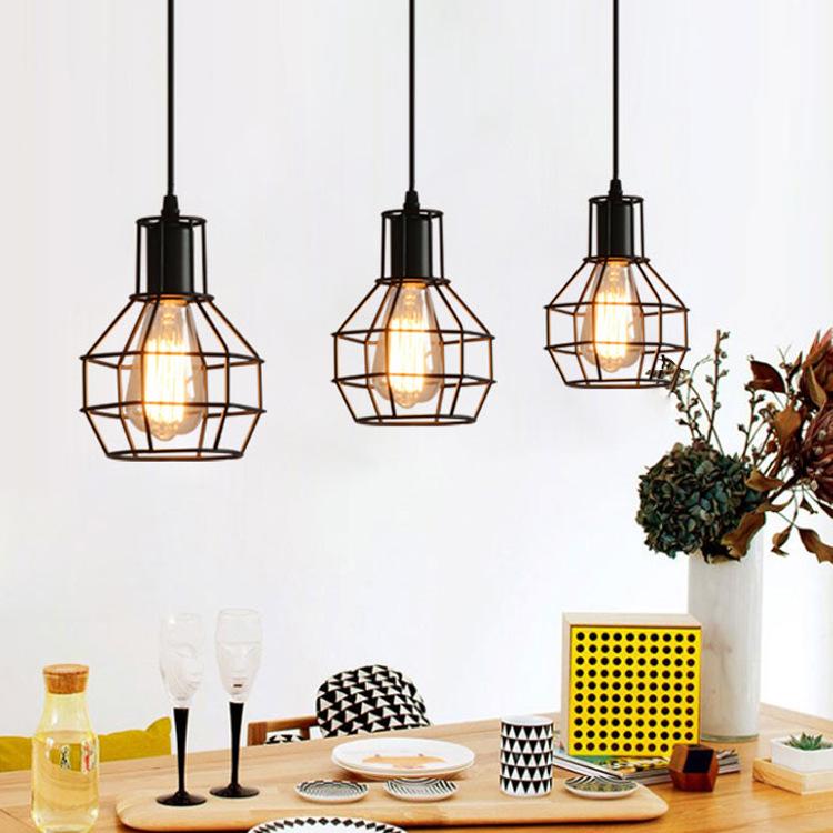 Retro Żelazo Industrialny Styl Granatowy Trójgłowicowy Jadalniany Żyrandol Abażur Nordic Minimalistyczny LED Restauracja Żyrandol