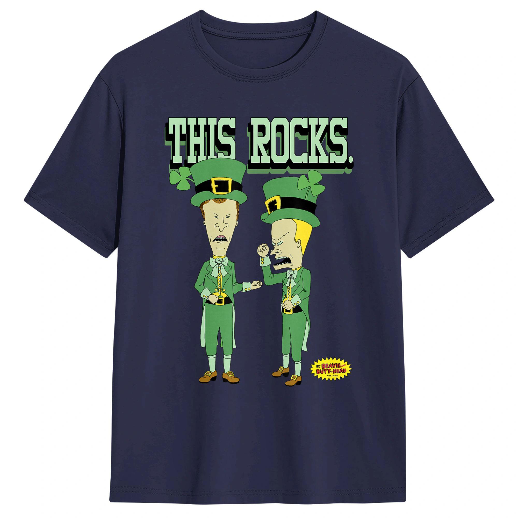 

Beavis and ButtHead This Rocks St Patricks Day Men T Shirts Creative Tees Short Sleeve O Neck TShirt Cotton Summer Tops 4XL