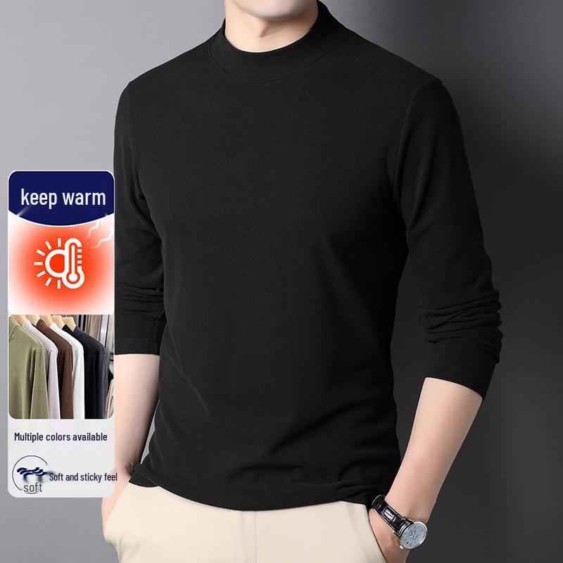 Men's Self-Heating Double-Sided Fleece Half-High Collar Sweatshirt - 2025 Autumn/Winter New Style Base Layer