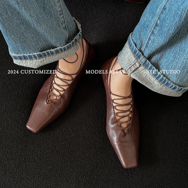 Blogger recommendation~ niche designer high-quality ballet shoes European and American style sheepskin low-heeled Mary Jane shoes