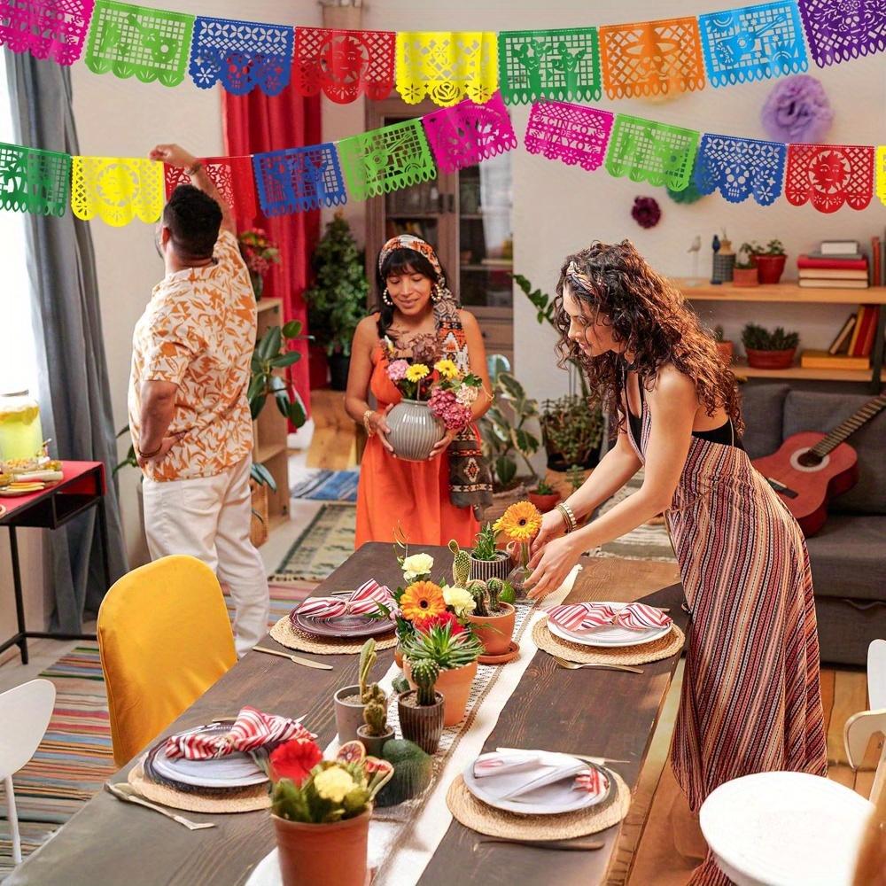 2pcs Day of The Dead Party Decorations 1pc Fiesta Banner with 9 Mexican Theme Party Flag Banner Day of The Dead Hanging Decor Home Party Supplies