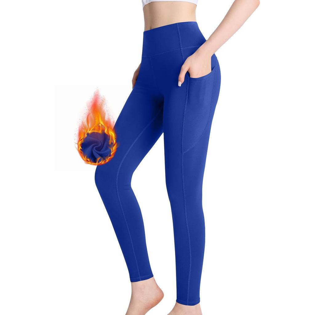 Women's -Lined High-Waist Compression Yoga Pants, Tummy-Control Leggings With Pockets, Warm Fitness Long Pants