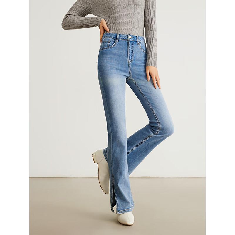 

Женские джинсы Gejin с высокой талией, пуш-ап, облегающие, расклешенные с разрезом XL