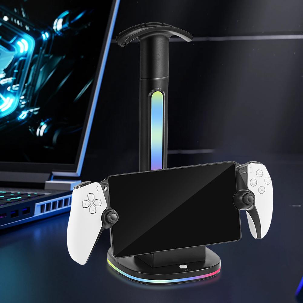RGB Charging Dock Station with 2 USB 2.0 Ports Headphones Stand Console Charger Stand Base for PS5 Portal for PlayStation Portal