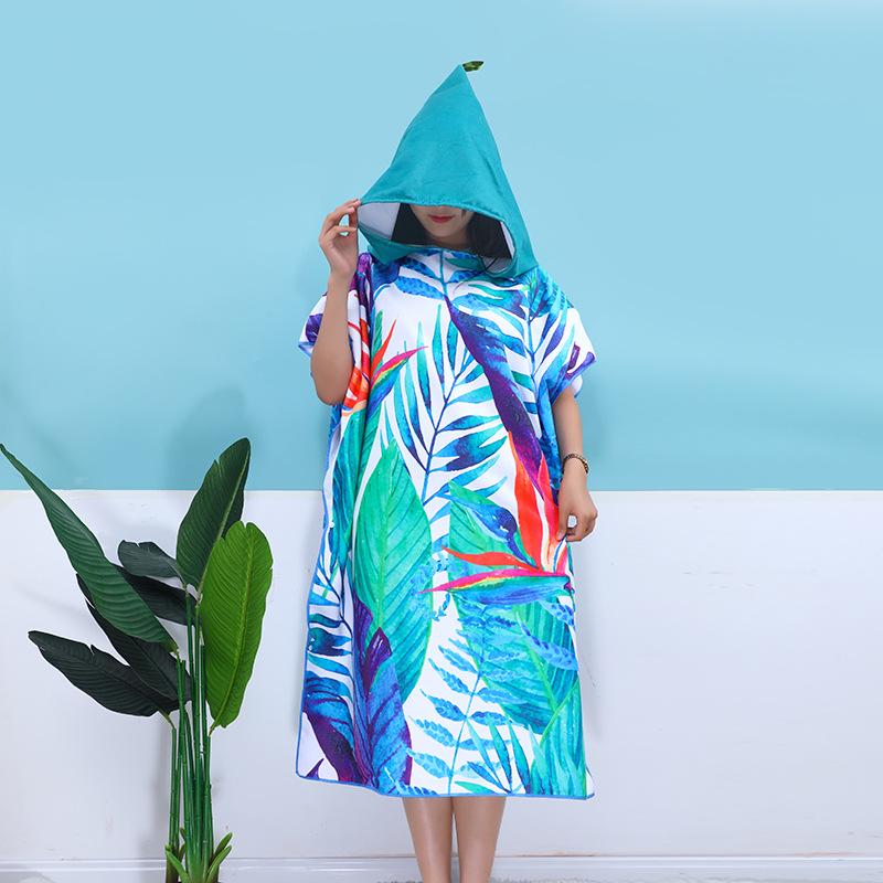 Wearable Hooded Quick-Dry Adult Bathrobe Towel - Ultra-Fine Fiber & Sun Protection 90x210 cm лист