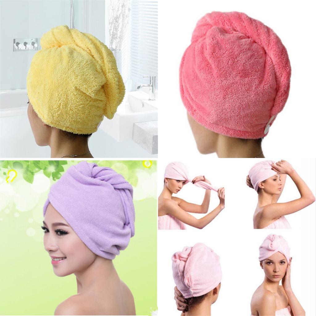 Coral Fleece Hair Towel Cap For Women Fast Dry Absorbent Shower Head Wrap