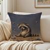 Sly Smirking Raccoon Cushion Cover Breathable Organic Short Plush Cushion Covers Machine Washable Wrinkle-Resistant Soft Durable