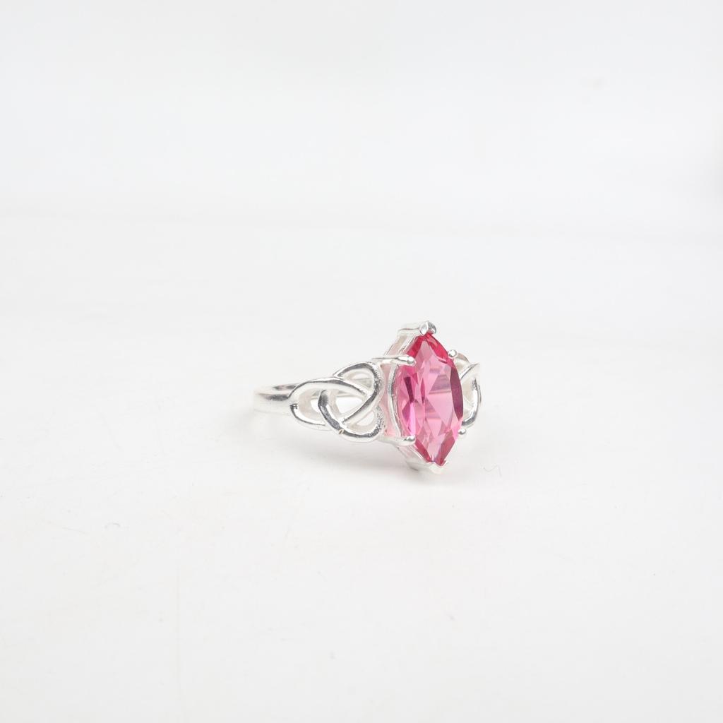 Rare Pink Tourmaline Gemstone 925 Sterling Silver Jewelry Wedding Ring For Her CZR-5-2