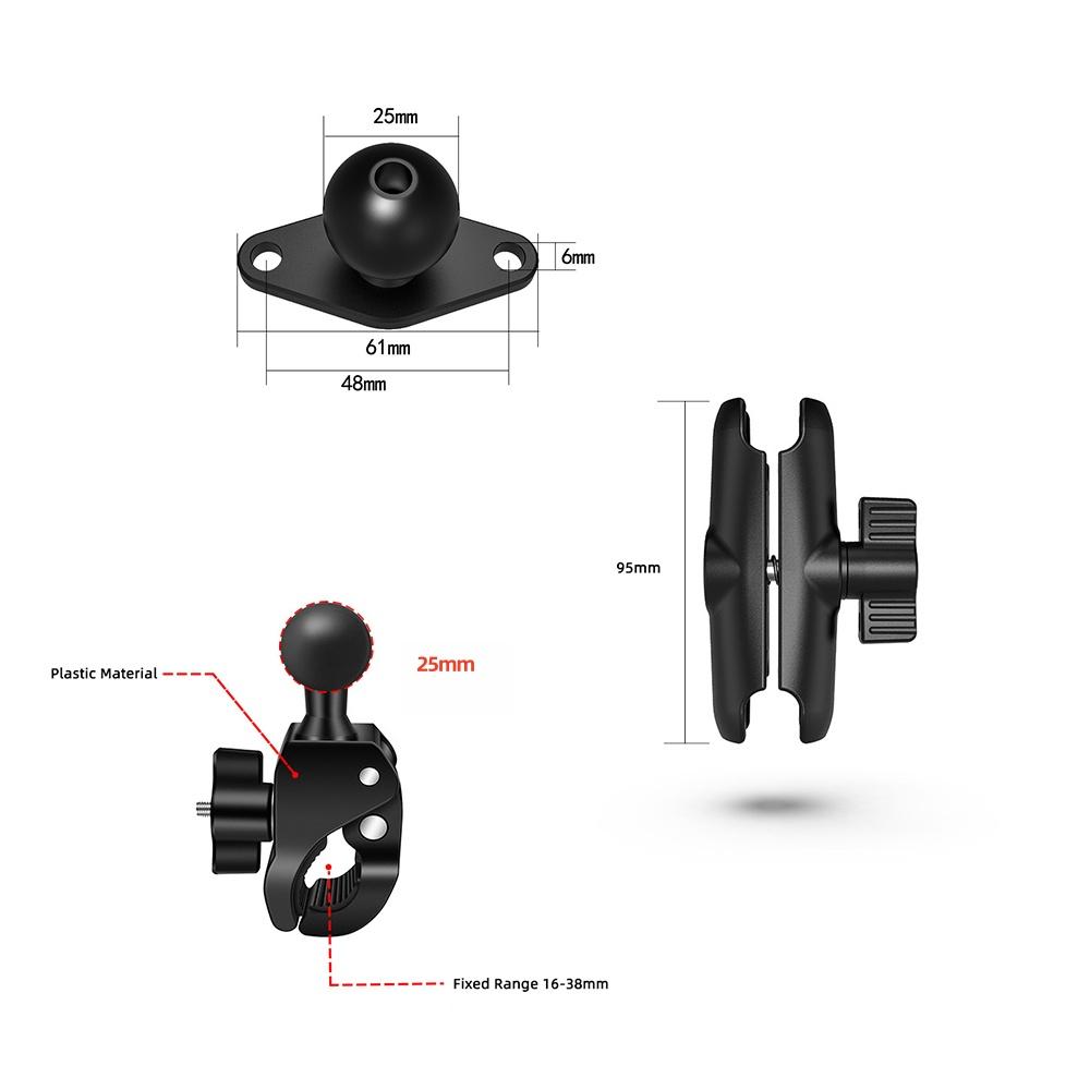 Tough-Claw Mount with Double Socket Arm and Round AMPS Base Adapter for 1 Inch Motorcycle Mount Gadgets Extension Arm
