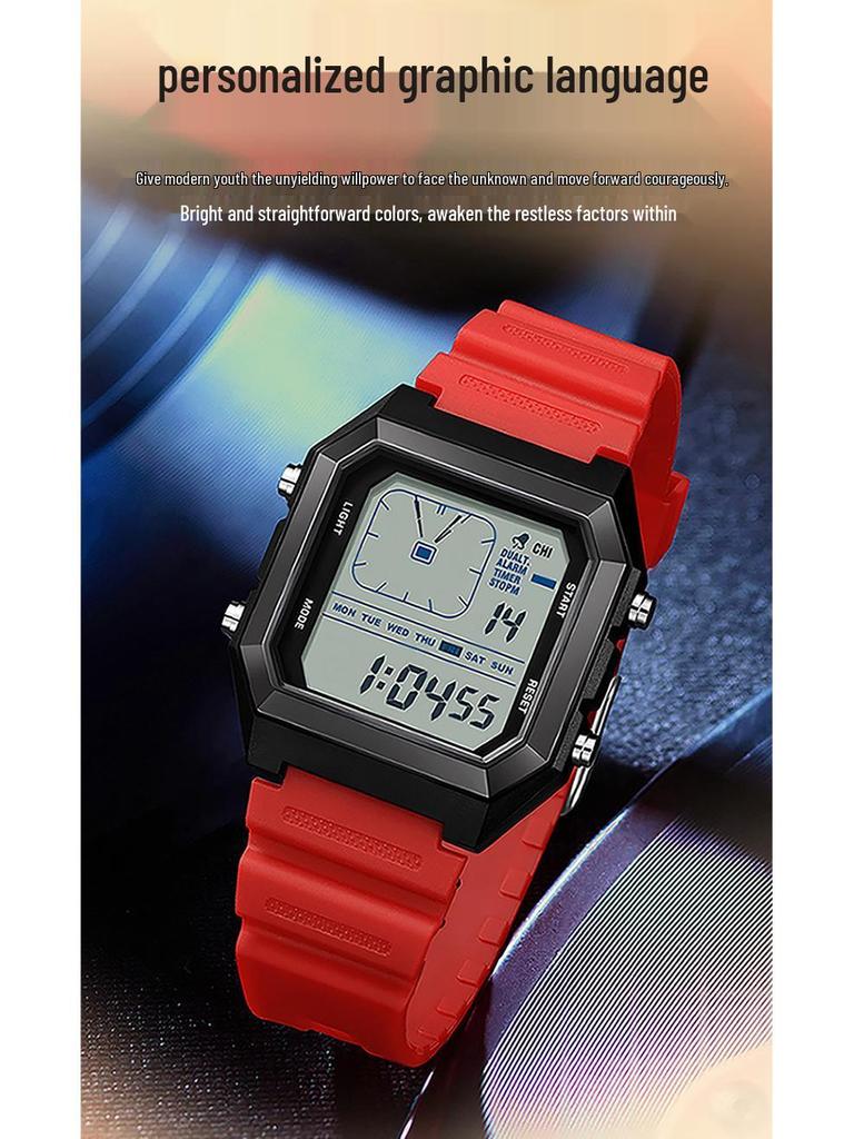 Sanda 6307 Quadratische Analoge Wasserdichte Leuchtende Countdown-Uhr