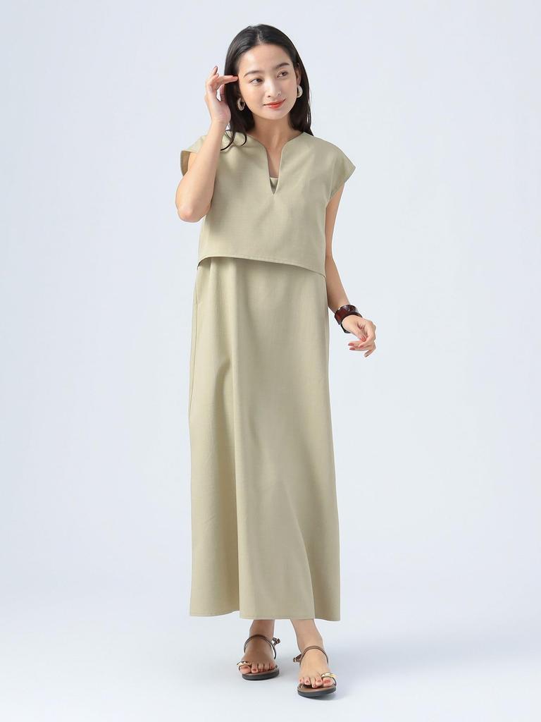 Beams Heart Keyhole Vest Dress One Size Dress & (2-Piece Set) Women's Beige,