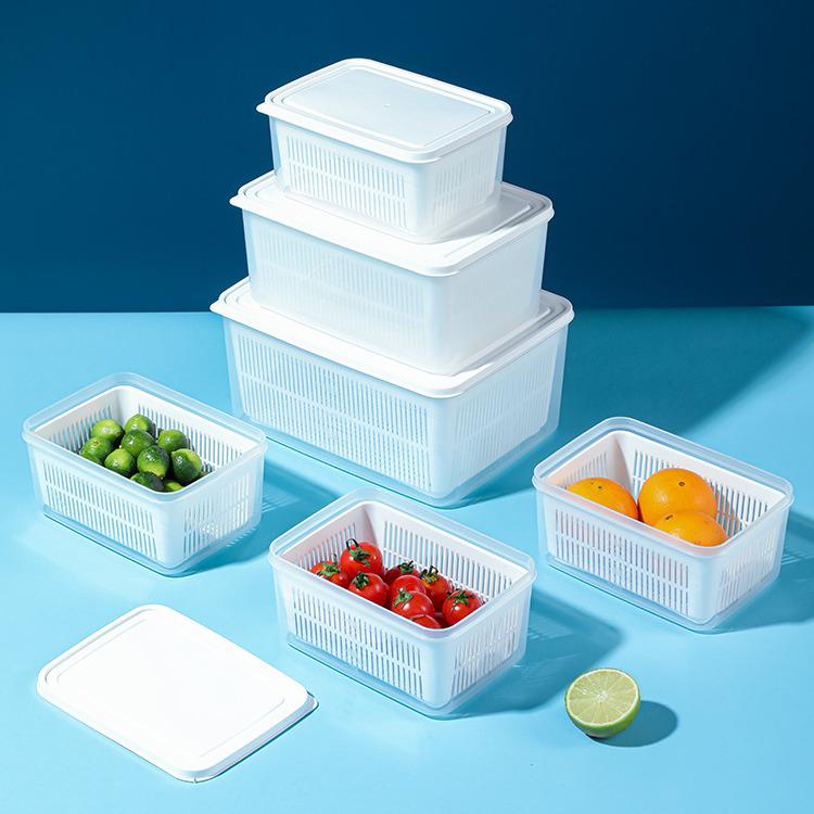 Japanese Double-Layer Vegetable Washing Basin with Lid: Kitchen Storage Basket for Food, Fruit, and Vegetables.