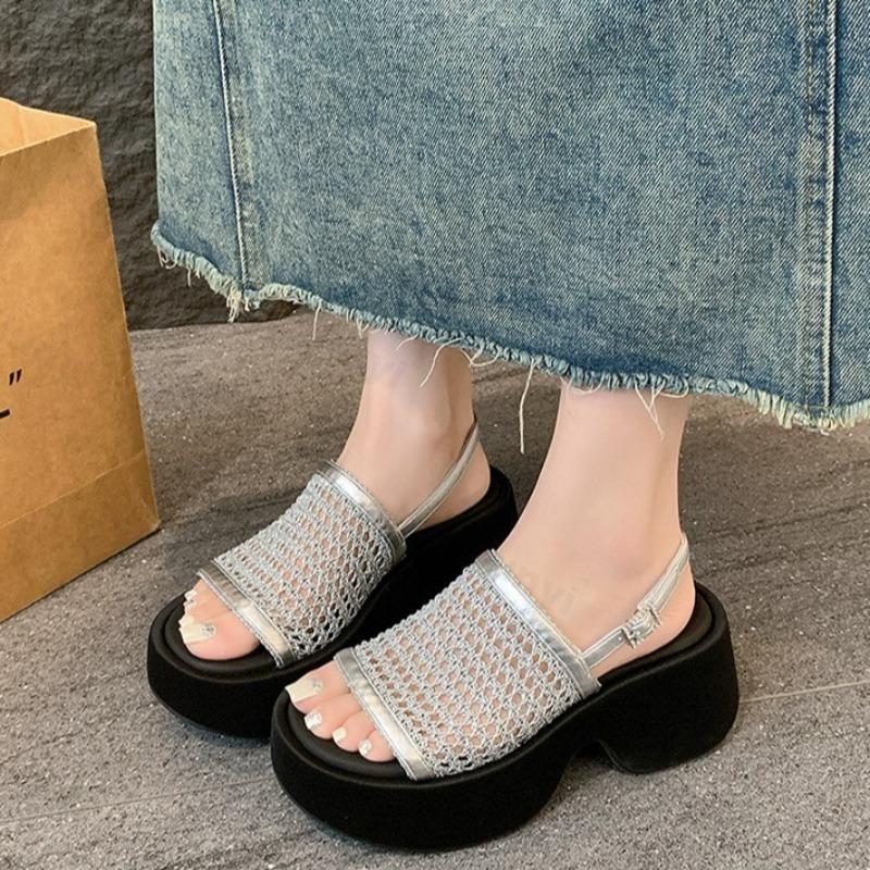 Women's Sandals 2026 New Summer Platform Breathable Non-slip Beach Shoes Round Toe Open Toe Hollow Out Wedge Sandalias De Mujer