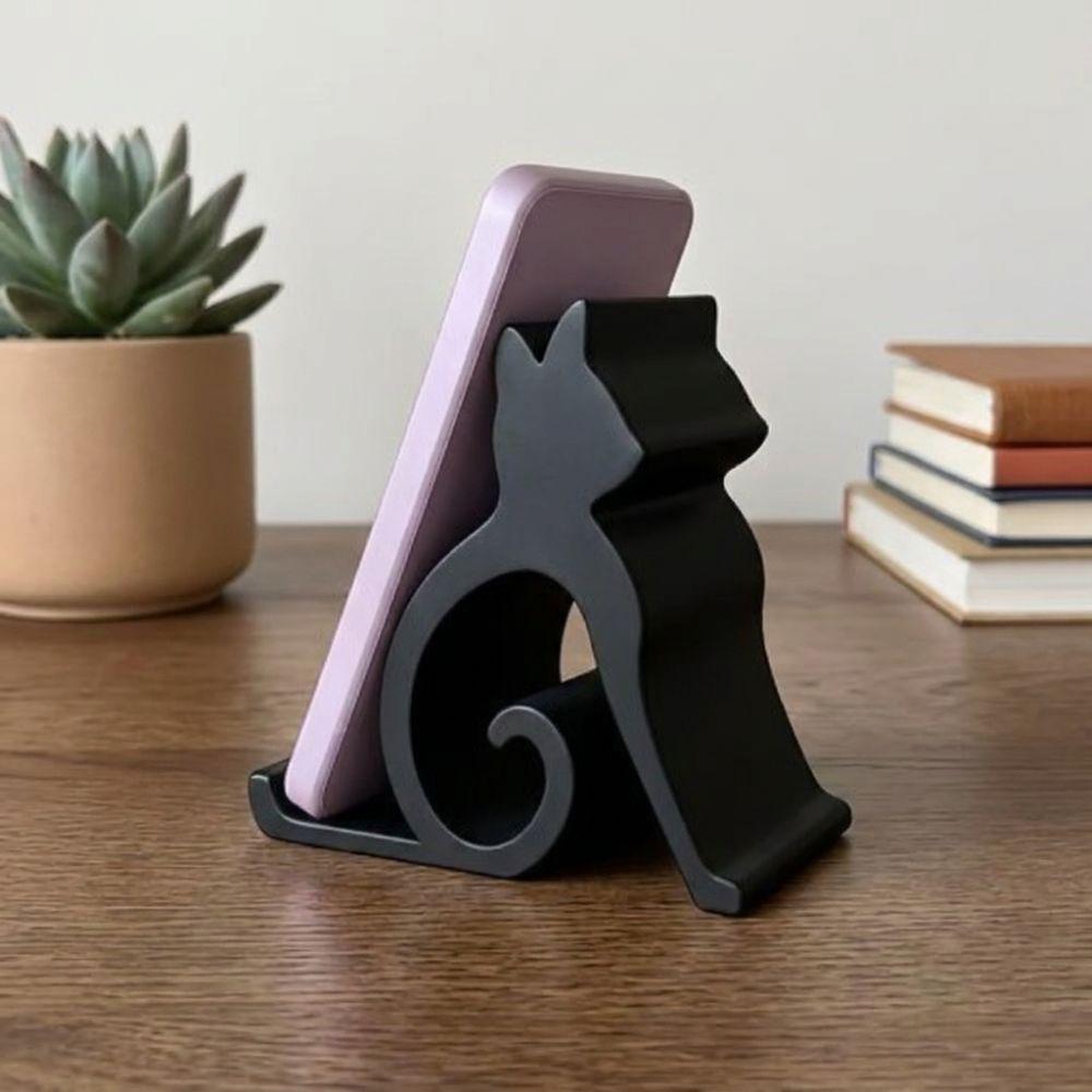 3D Printed Cute Kitten Phone Stand Lovely Desktop Tablet Holder Card Stand Organizer Small Gifts