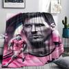 Lionel Messi Inter Miami Flannel Blanket Pink Football Star Print Soft Throw Blanket Soccer Fan Sofa Bed Home Decor Gift