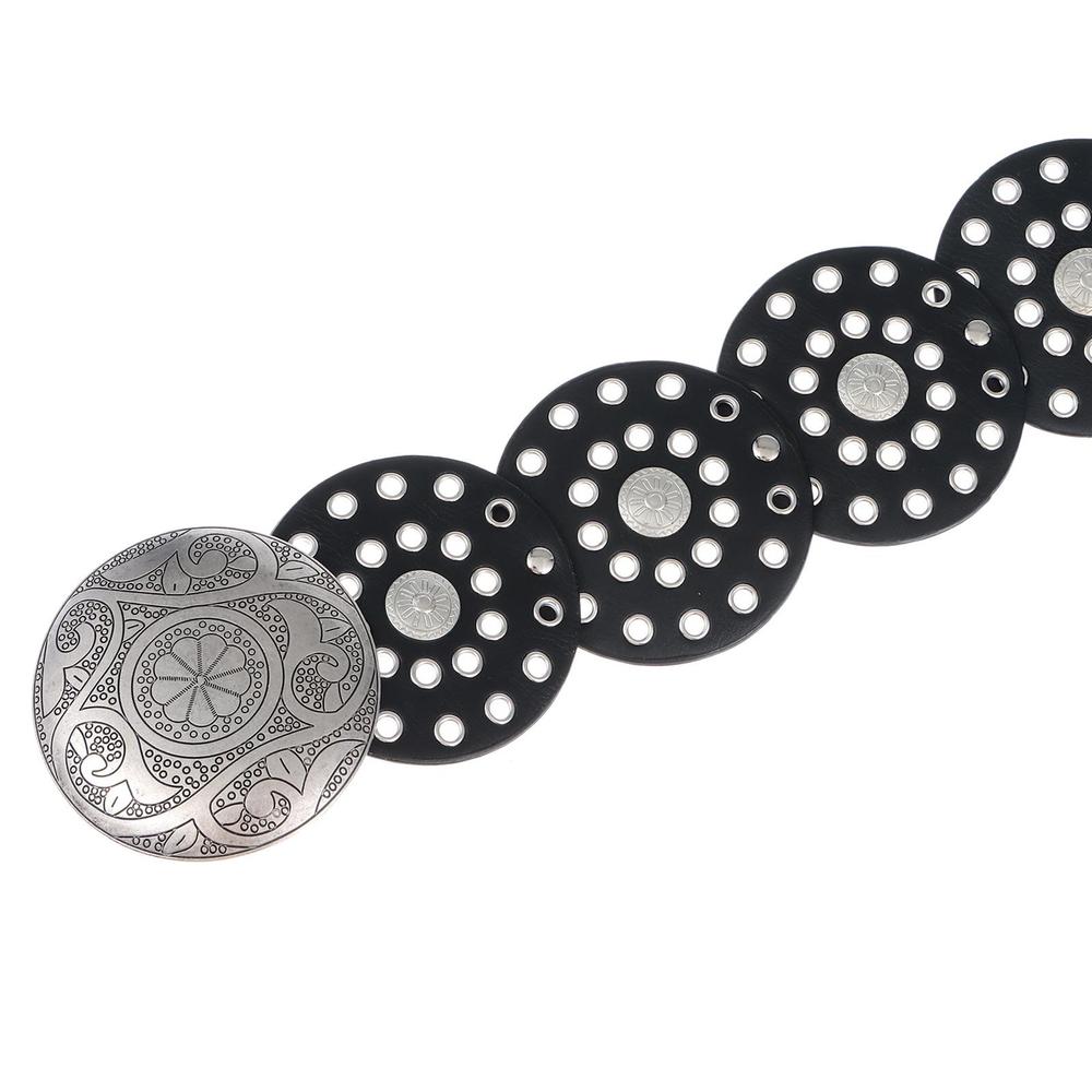 Western Style Hollow Belt Exaggerated Cowboy Wide Disc Belt Disc Belt  for Women