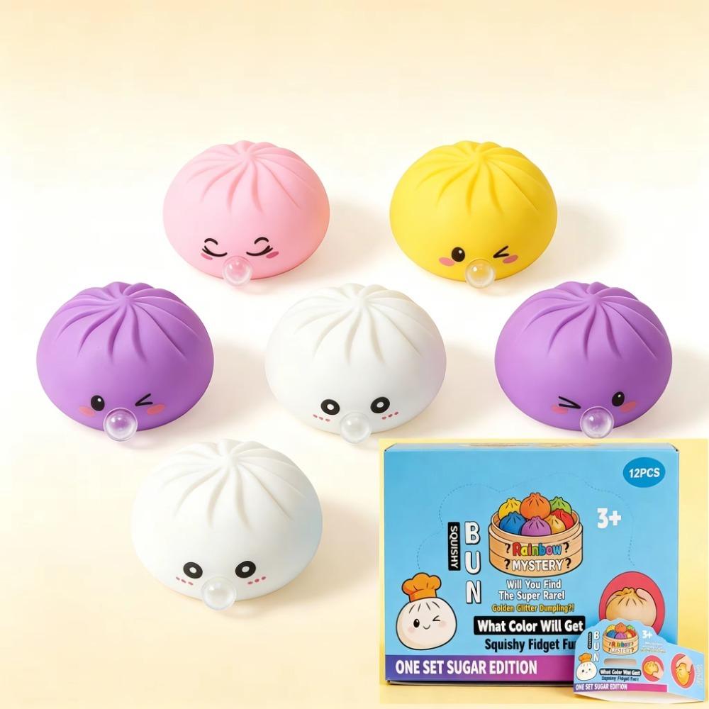 1pc with Steamer Decompression Squeeze Fidget Steamed Stuffed Bun Squishy Pinch Relaxation Tool