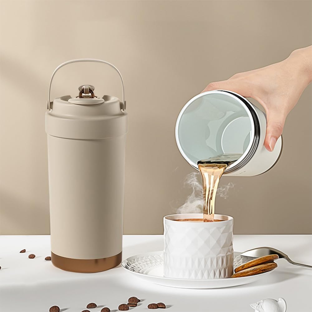 500ml Ceramic Tumbler with Vacuum Keeps Hot or Portable Coffee Water Extendable Lid Included Straw, Insulated, Double-Layered Design, Cold, Cup,
