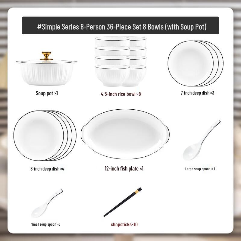 Mod Lenka Nordic 20-Piece Pure White Enamel Dinnerware Set with Soup Pot